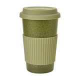 Turtle Print Travel Mug with Silicone Lid and Sleeve - Green