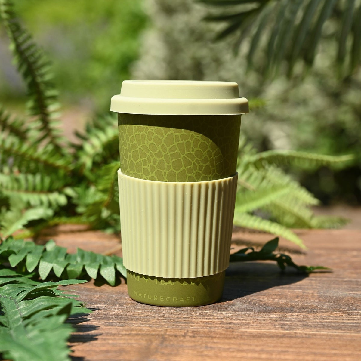 Turtle Print Travel Mug with Silicone Lid and Sleeve - Green