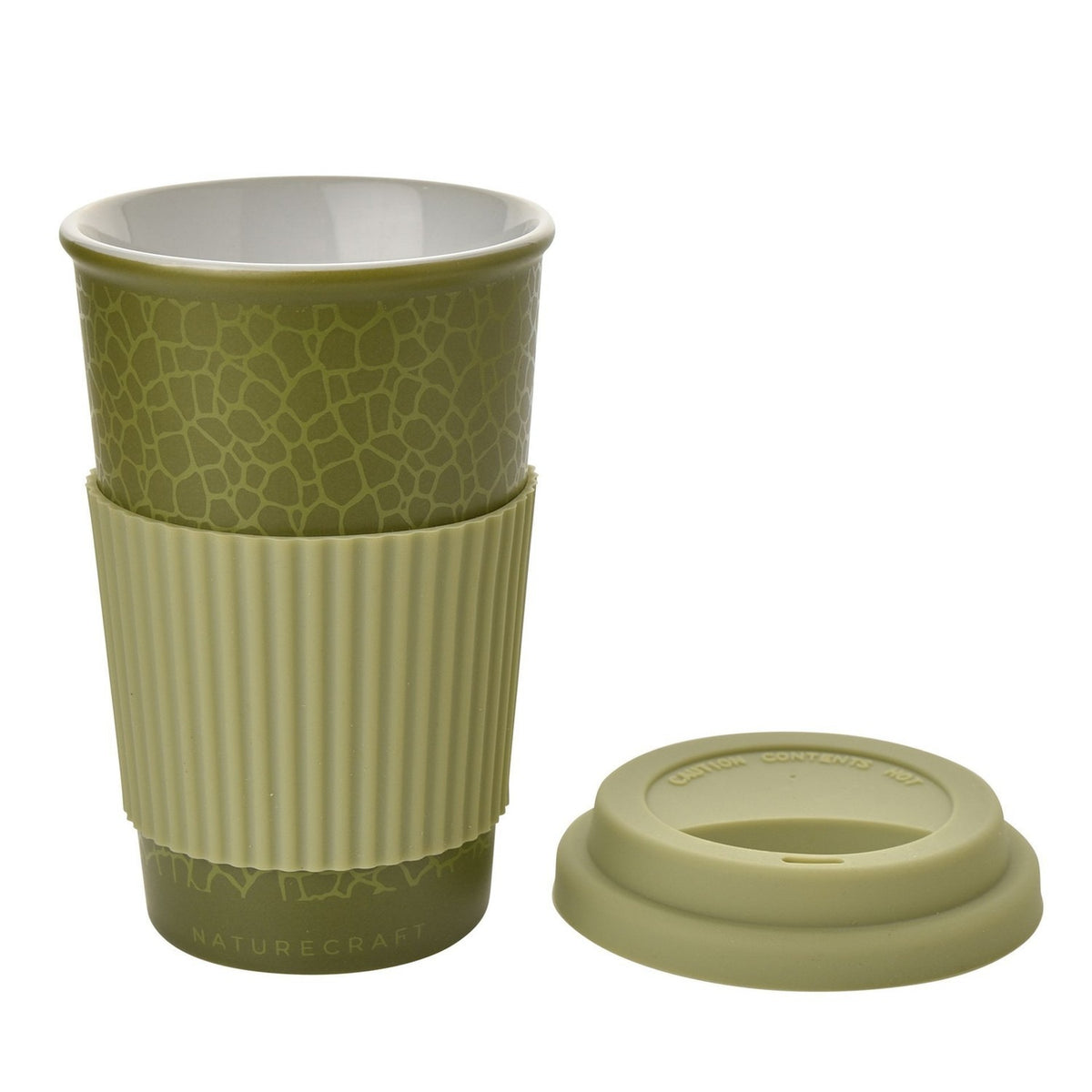 Turtle Print Travel Mug with Silicone Lid and Sleeve - Green