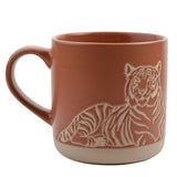 Resting Tiger Wax Resistant Glazed Ceramic Mug - Terracotta