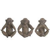Set of 3 Cheeky Monkeys Faceted Etched Figurines - Grey