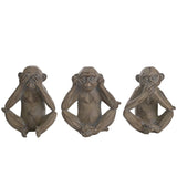 Set of 3 Cheeky Monkeys Faceted Etched Figurines - Grey