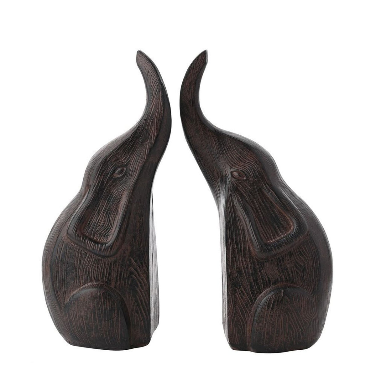 Set of 2 Kissing Elephants Figurine 17.5cm - Dark Brown