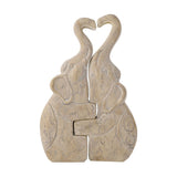 Hugging Elephants Interlocking Resin Figurine - Off White