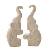 Hugging Elephants Interlocking Resin Figurine - Off White