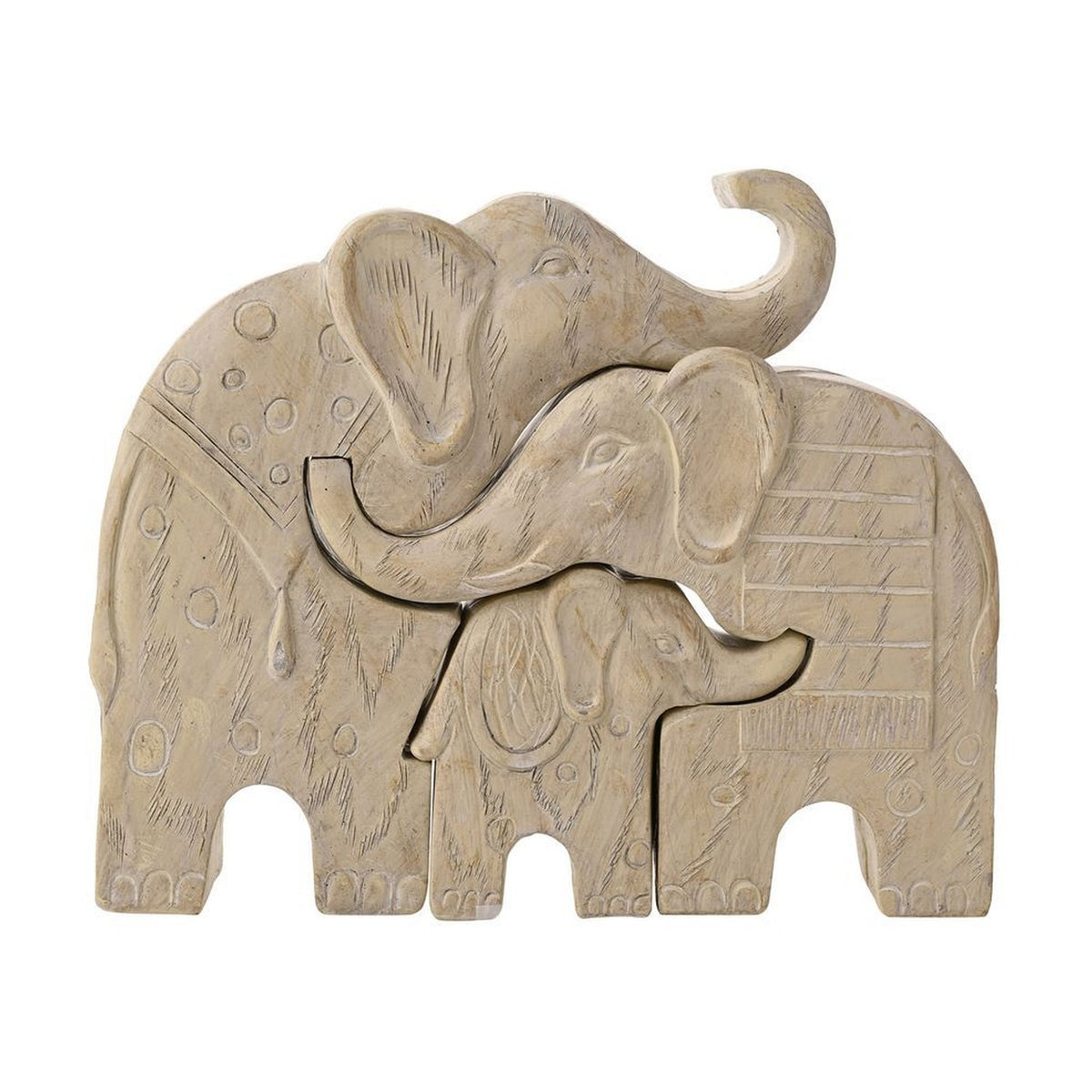 Fitting Family of Elephants Polystone Figurine - Off White