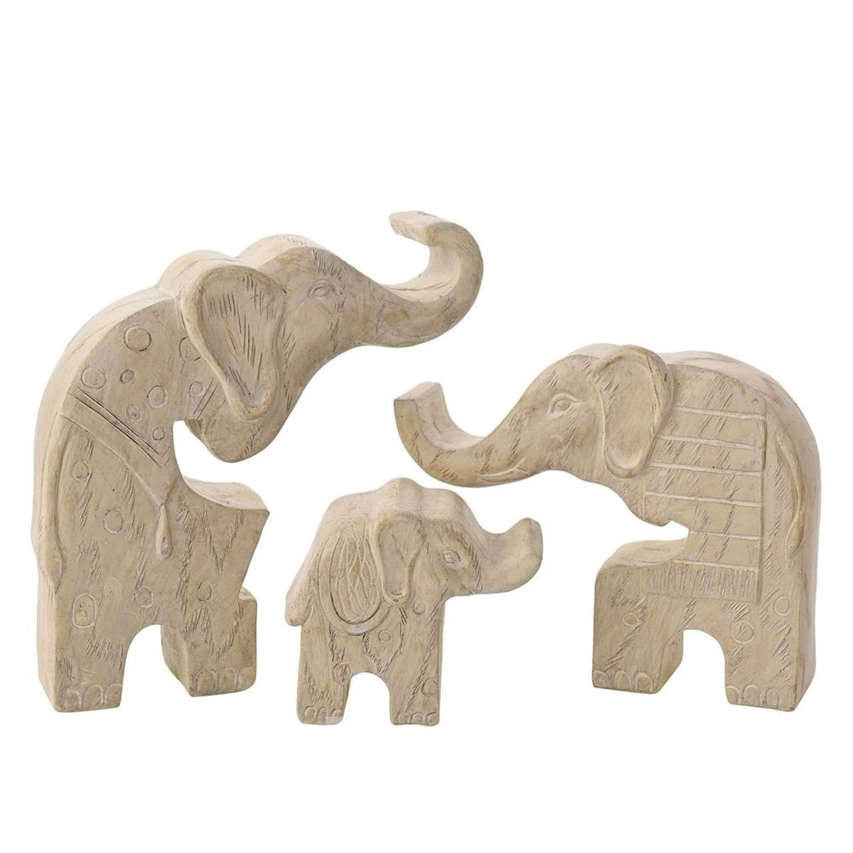 Fitting Family of Elephants Polystone Figurine - Off White