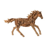Running Horse Driftwood Effect Resin Figurine - Brown