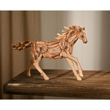 Running Horse Driftwood Effect Resin Figurine - Brown