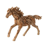 Running Horse Driftwood Effect Resin Figurine - Brown