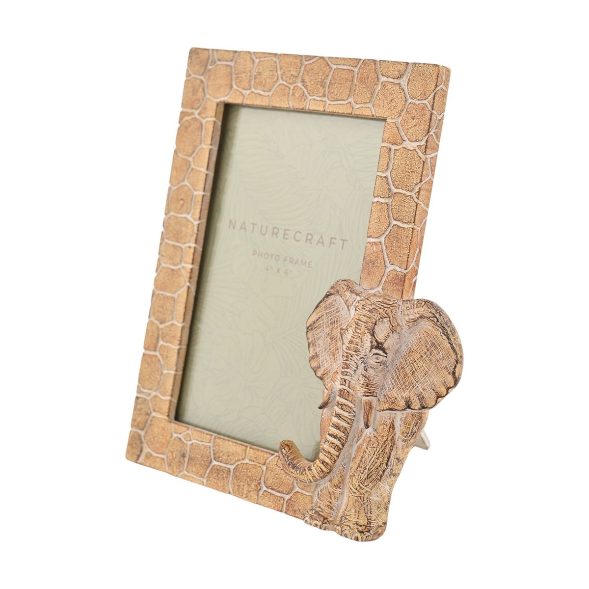 Wood Effect Elephant Photo Frame with Stand 6 x 4in - Brown