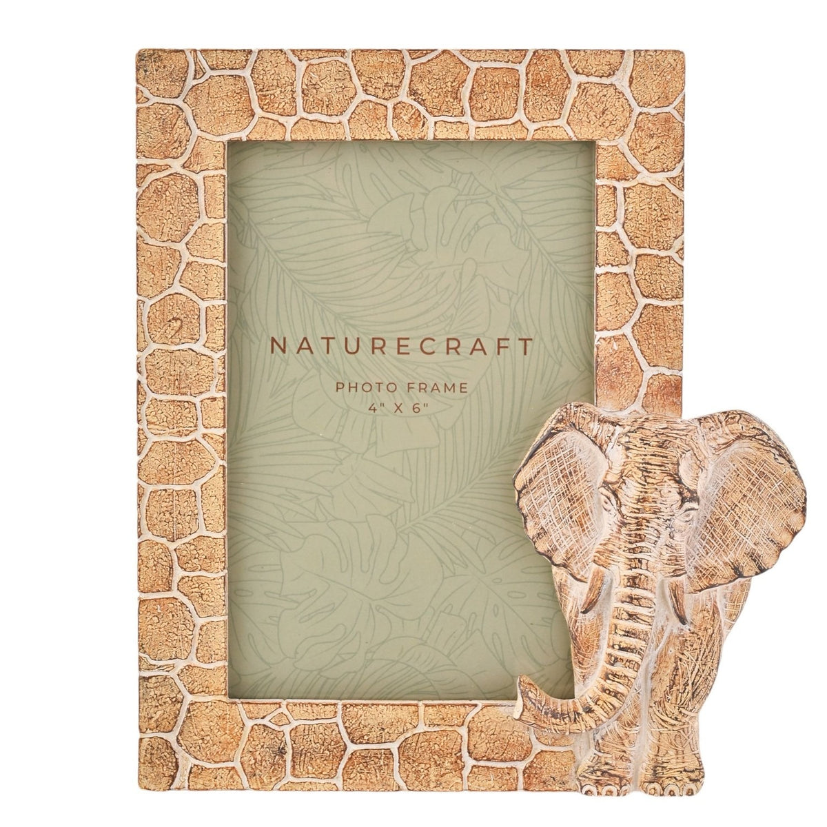Wood Effect Elephant Photo Frame with Stand 6 x 4in - Brown