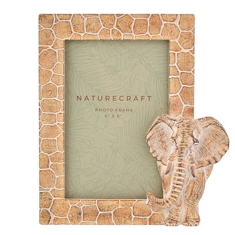 Wood Effect Elephant Photo Frame with Stand 6 x 4in - Brown