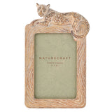 Cheetah Topped Wood Effect Resin Photo Frame 6 x 4in - Brown