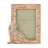 Wood Effect Seated Tiger Resin Photo Frame 6 x 4in - Brown