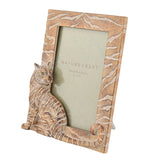Wood Effect Seated Tiger Resin Photo Frame 6 x 4in - Brown