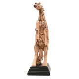 Rearing Horse Driftwood Resin Figurine with Base - Brown