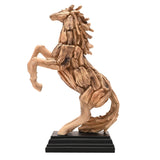 Rearing Horse Driftwood Resin Figurine with Base - Brown