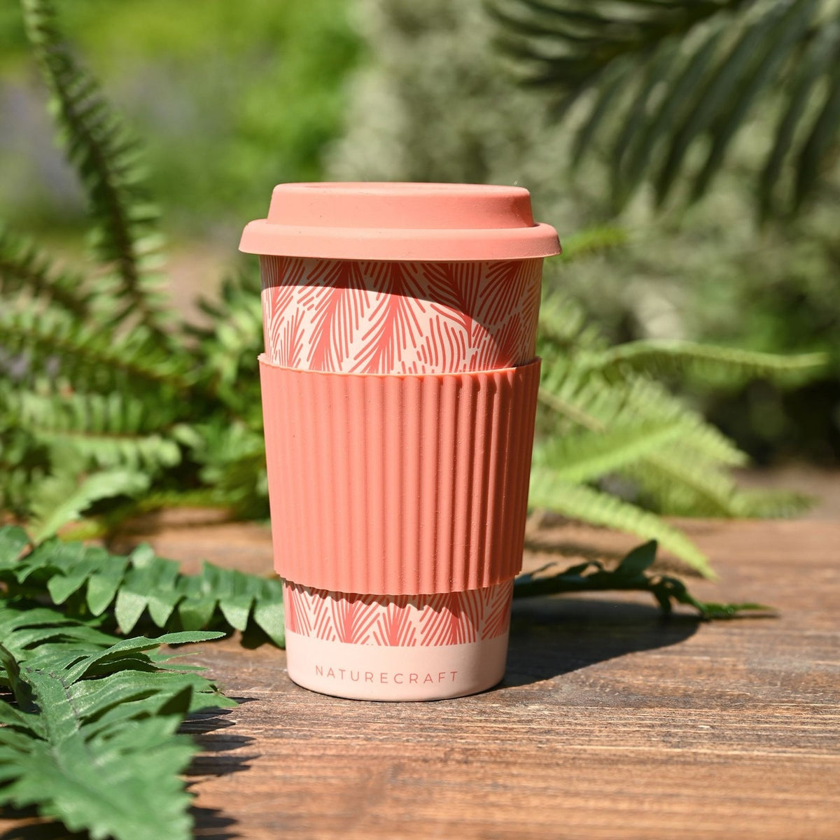 Flamingo Stoneware Travel Mug with Lid & Sleeve 320ml - Pink