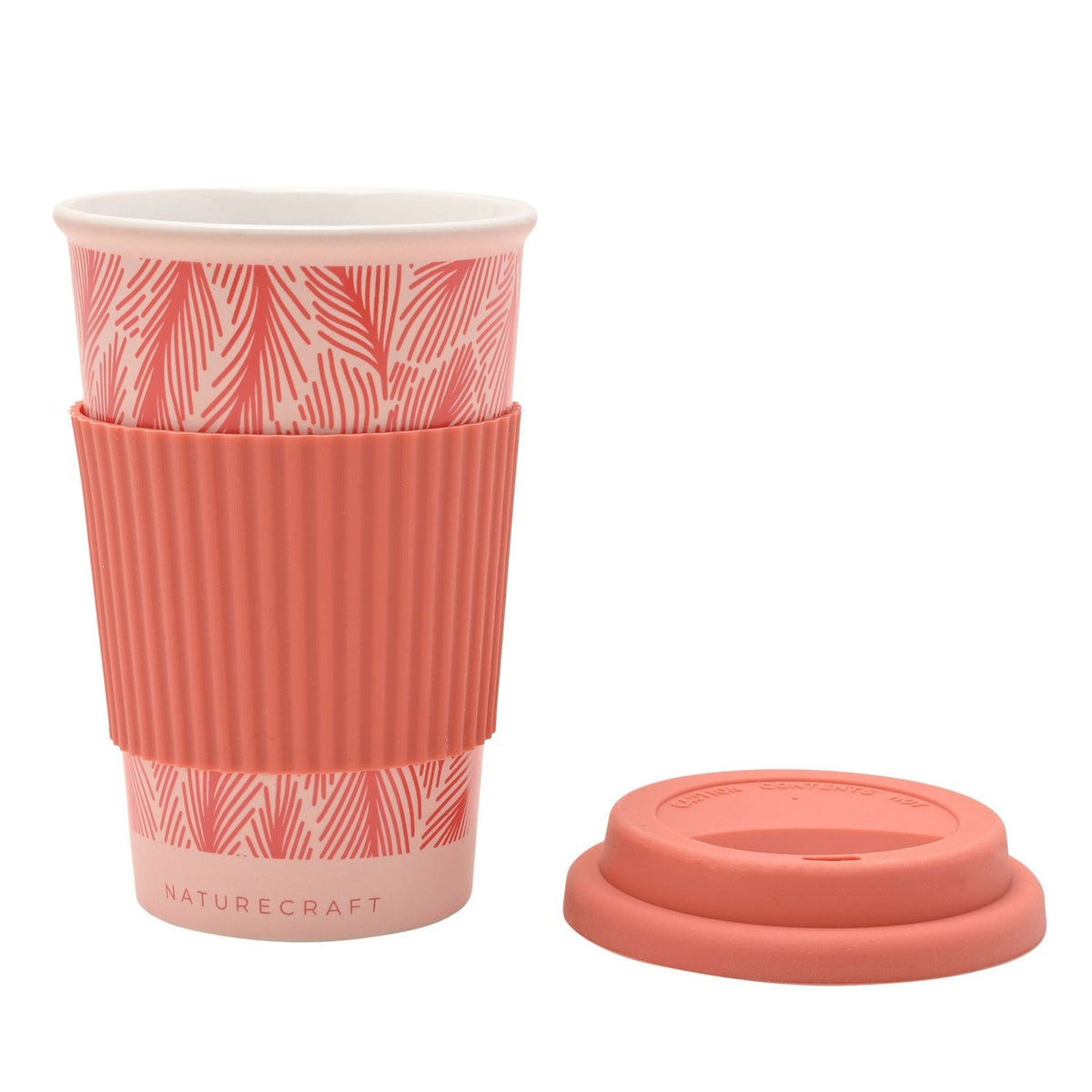 Flamingo Stoneware Travel Mug with Lid & Sleeve 320ml - Pink