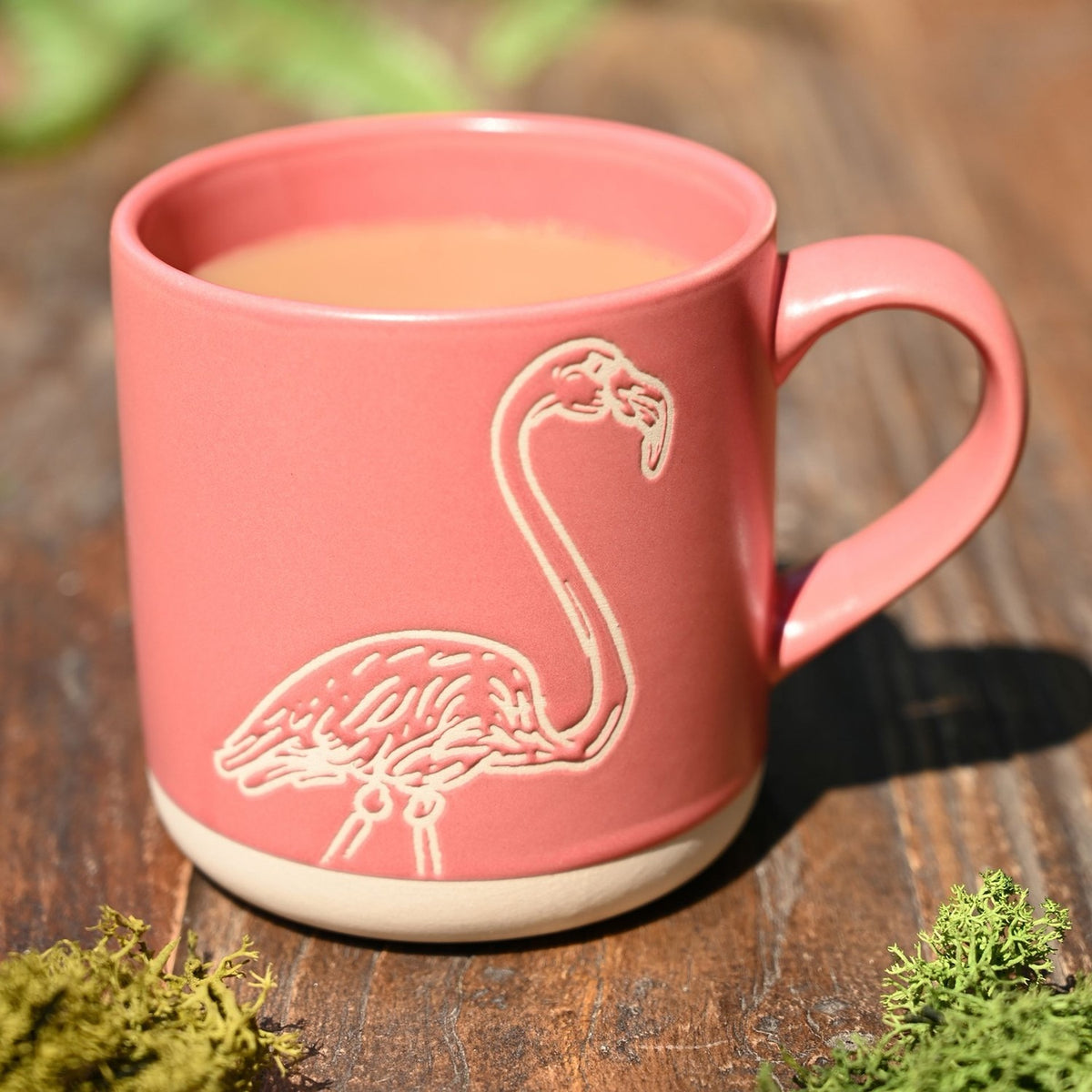 Flamingo Wax Resistant Stoneware Mug - Pink