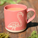 Flamingo Wax Resistant Stoneware Mug - Pink