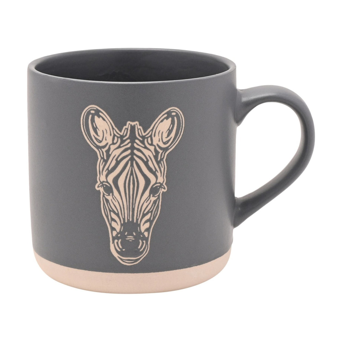 Zebra Wax Resistant Stoneware Mug with Cream Base - Grey
