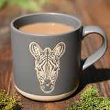 Zebra Wax Resistant Stoneware Mug with Cream Base - Grey