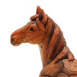 Sitting Horse Wood Effect Resin Figurine 16.5cm - Brown