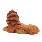 Wood Grain Effect Resting Lion Resin Figurine 18.2cm - Brown