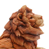 Wood Grain Effect Resting Lion Resin Figurine 18.2cm - Brown