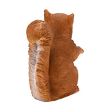 Rear view of the Bushy Tailed Sitting Squirrel Resin Figurine, 12cm, showing its curled textured tail and russet brown fur, on a plain white background.