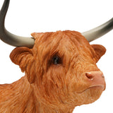 Sitting Highland Cow Polystone Resin Figurine 25cm - Brown