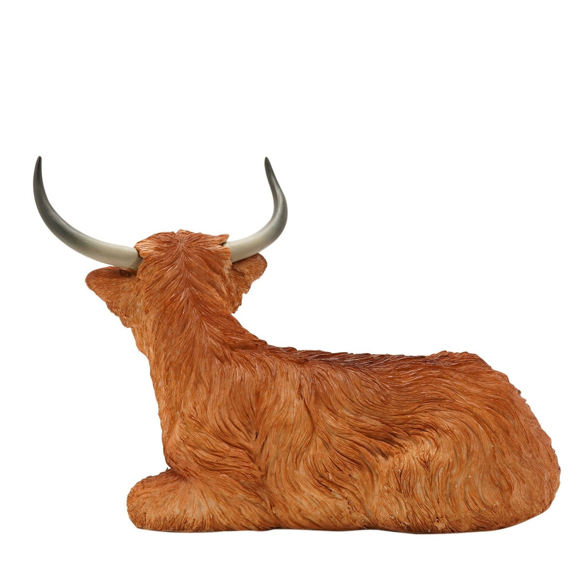 Sitting Highland Cow Polystone Resin Figurine 25cm - Brown
