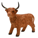 Shaggy Standing Highland Cow Resin Figurine 36cm - Brown
