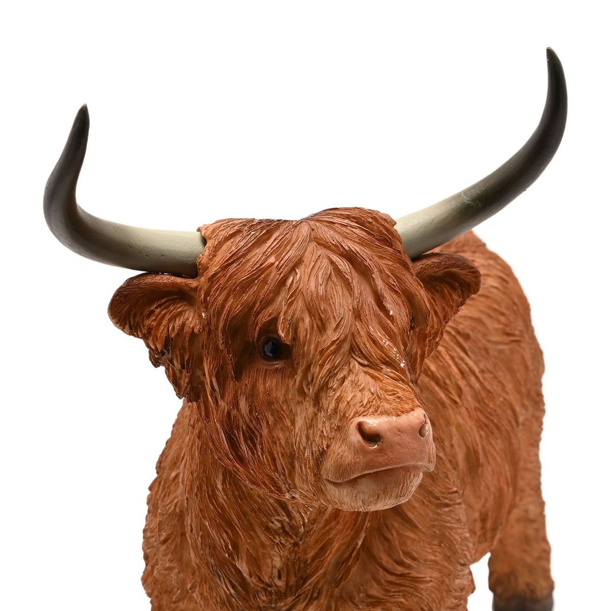 Shaggy Standing Highland Cow Resin Figurine 36cm - Brown