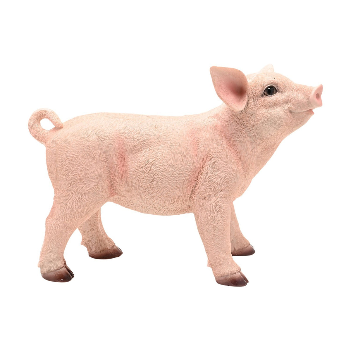 Standing Pig Resin Figurine with Curly Tail 24.5cm - Pink