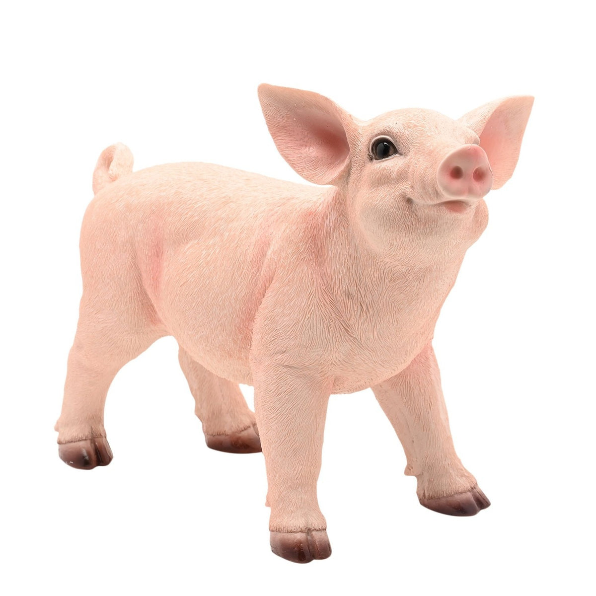 Standing Pig Resin Figurine with Curly Tail 24.5cm - Pink