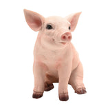 Sitting Pig Resin Figurine 23cm with Brown Hooves - Pink