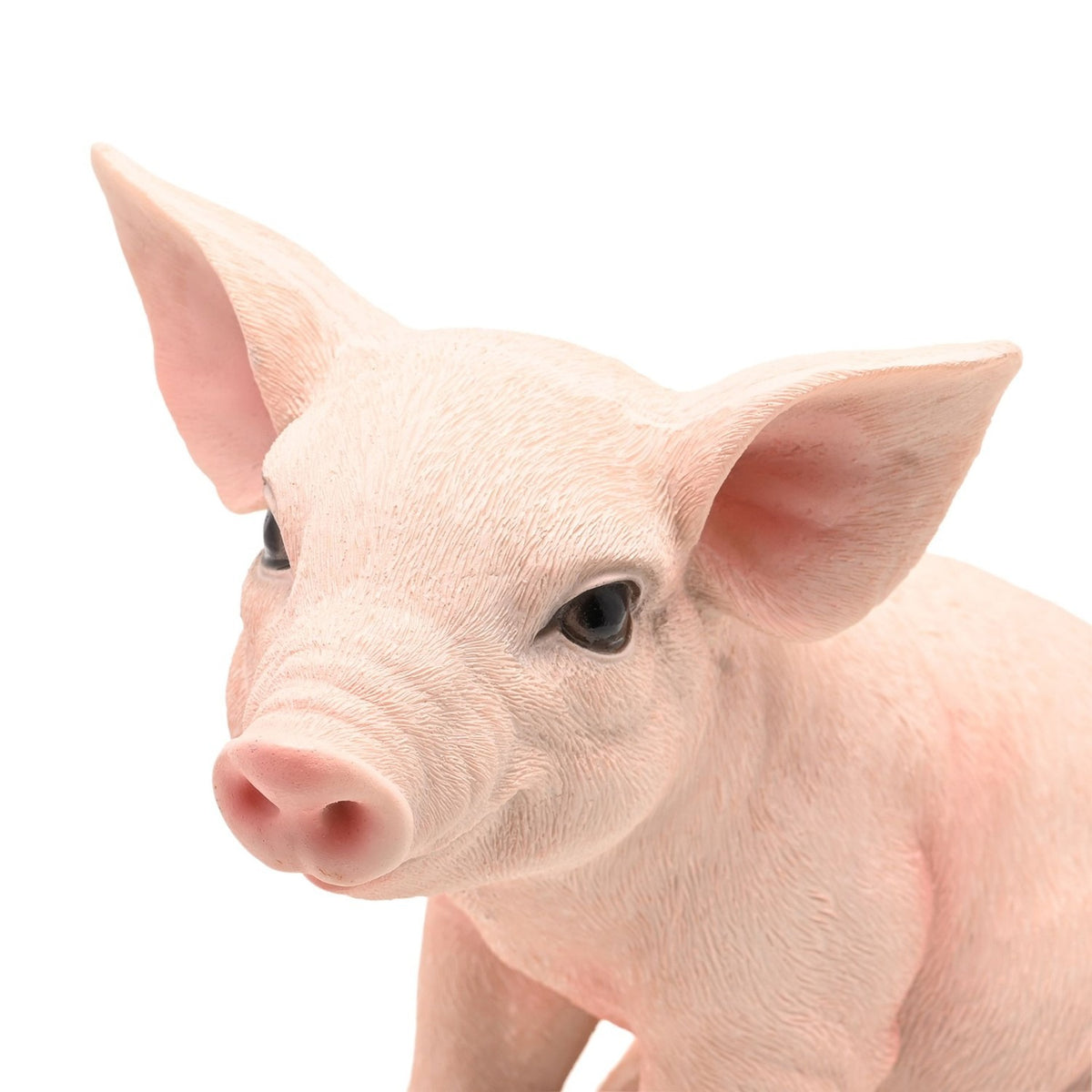 Sitting Pig Resin Figurine 23cm with Brown Hooves - Pink