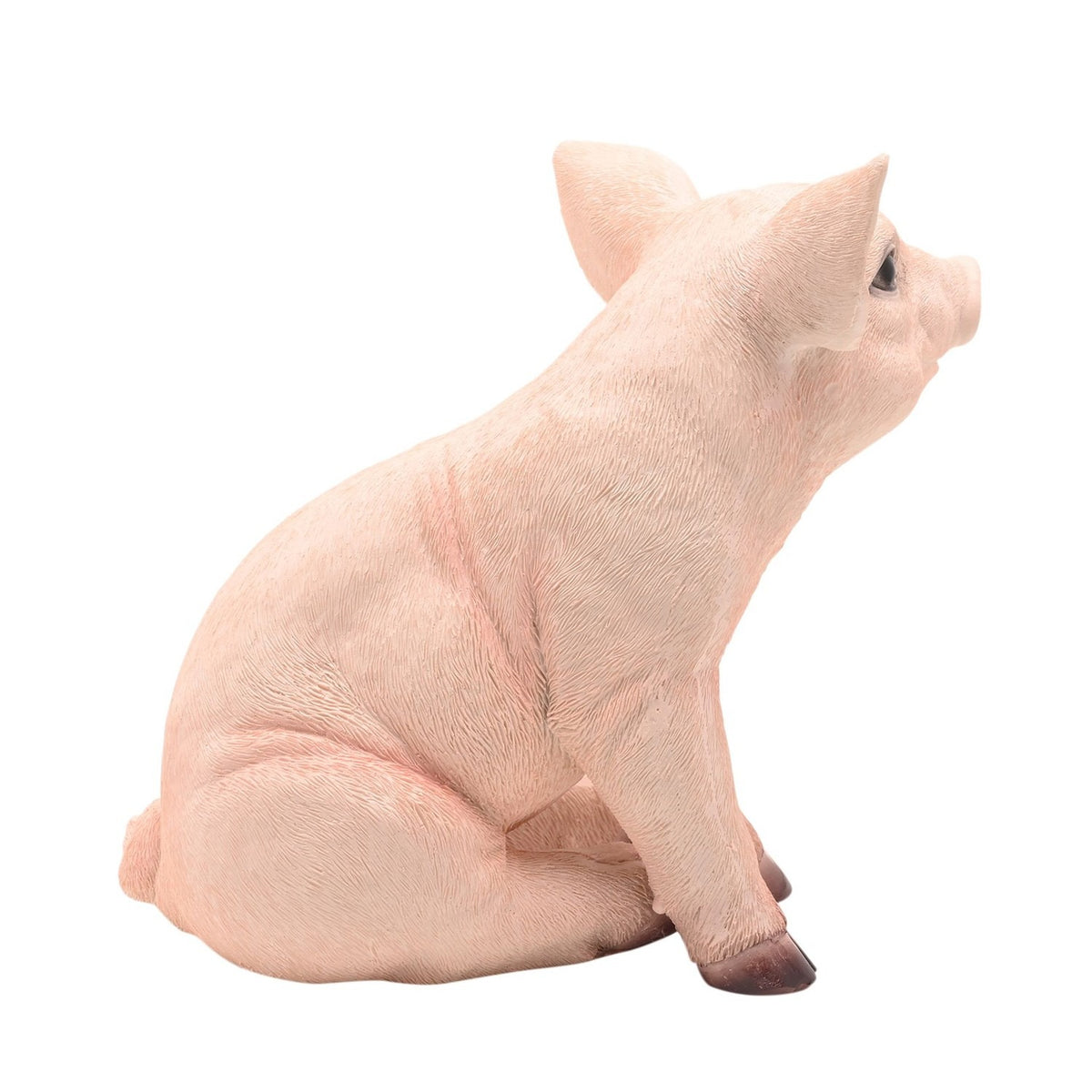 Sitting Pig Resin Figurine 23cm with Brown Hooves - Pink