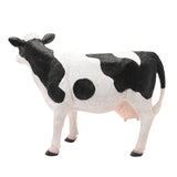 Standing Cow Resin Figurine 33cm in white and black, with textured coat, black patches on shoulders and hindquarters, round flank spots, black ears and hooves, shown on a plain white background.