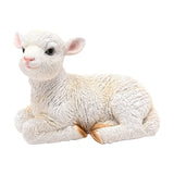 Sitting Lamb Resin Figurine with Pink Ears 18.7cm - White