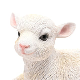 Sitting Lamb Resin Figurine with Pink Ears 18.7cm - White