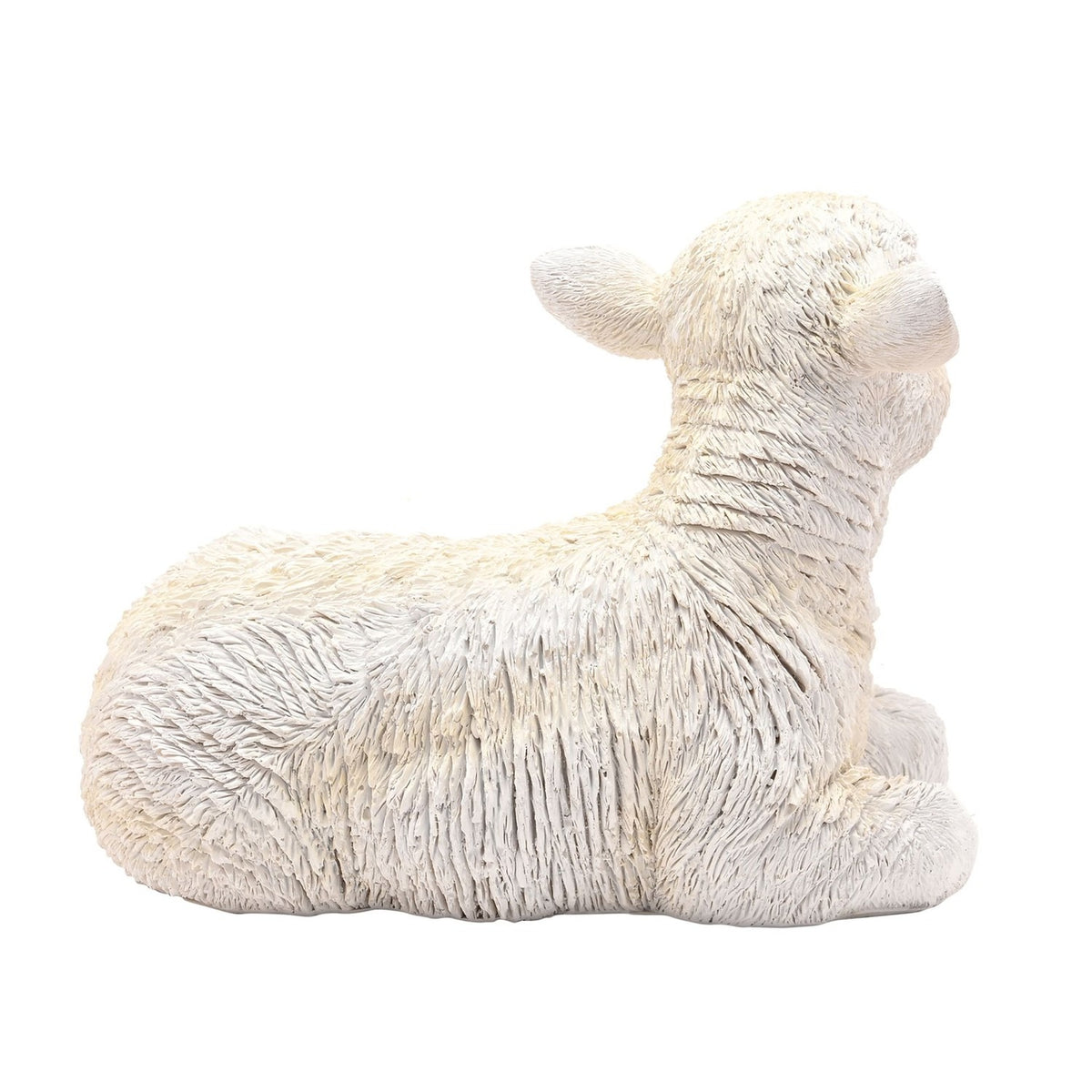 Sitting Lamb Resin Figurine with Pink Ears 18.7cm - White