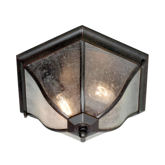 New England 2 Light Flush Lantern Medium - Weathered Bronze 