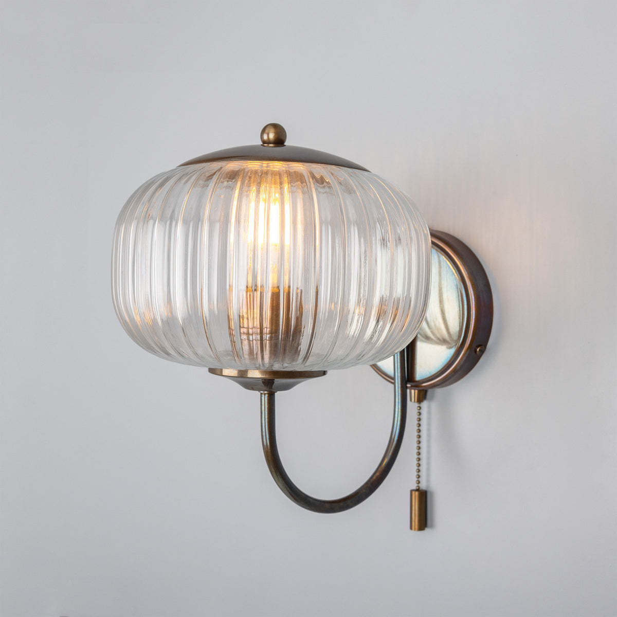 Nehir Ribbed Glass Globe Wall Light
