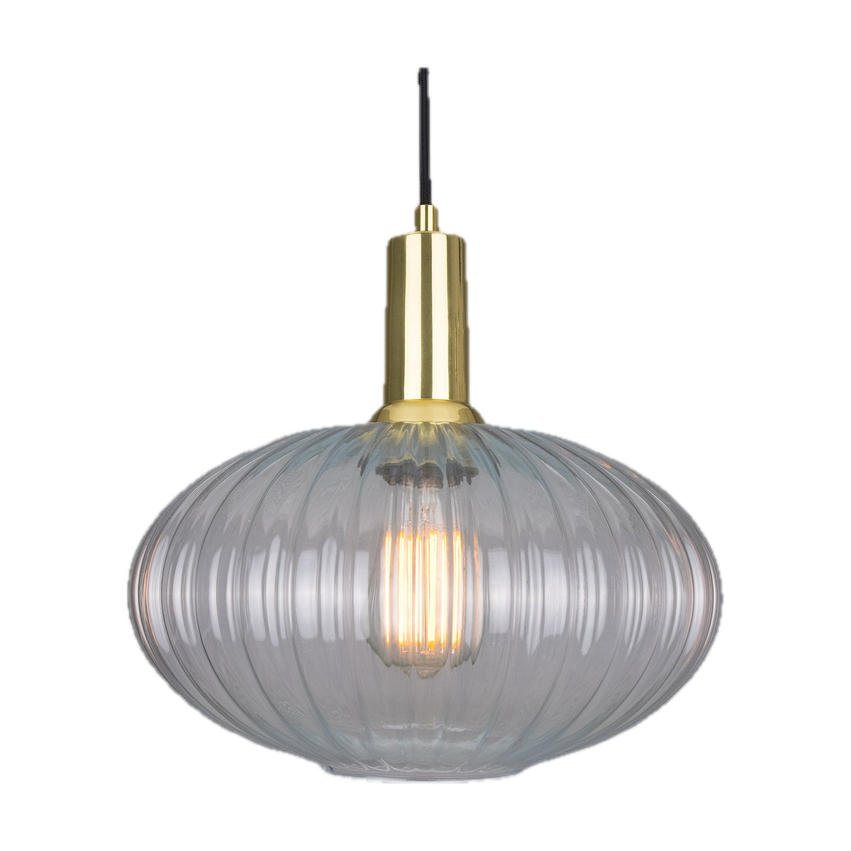 Neith Ribbed Glass Oval Pendant Light
