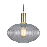 Neith Ribbed Glass Oval Pendant Light