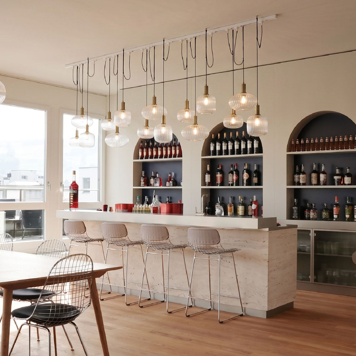 Neith Ribbed Glass Oval Pendant Light